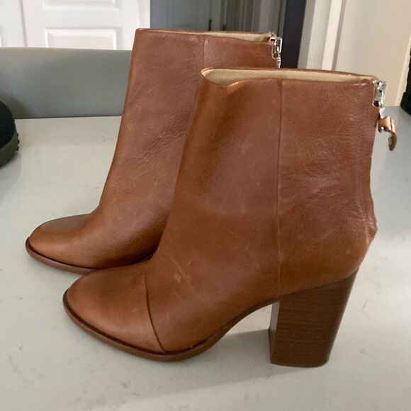Rag and Bone Light Brown Tan Leather Ankle Boots 4” Chunky Heel size 10 - Picture 1 of 8